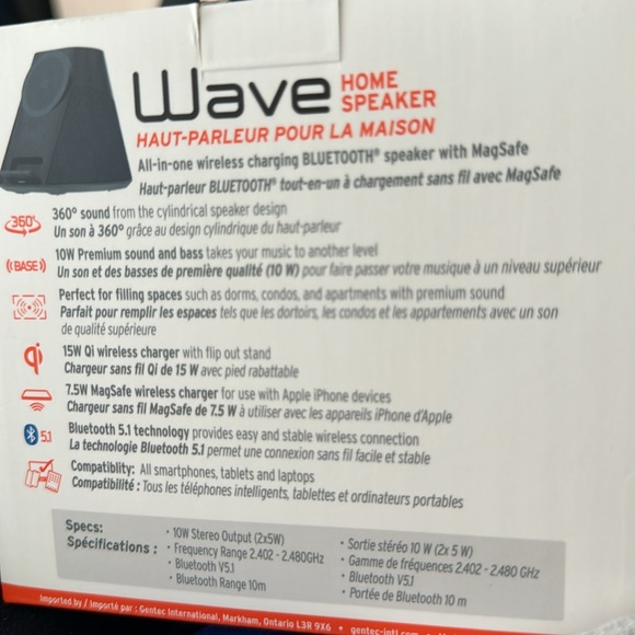 ALL IN ONE Wireless charging IQ Bluetooth WAVE HOME SPEAKER with MagSafe NWT - Picture 3 of 4